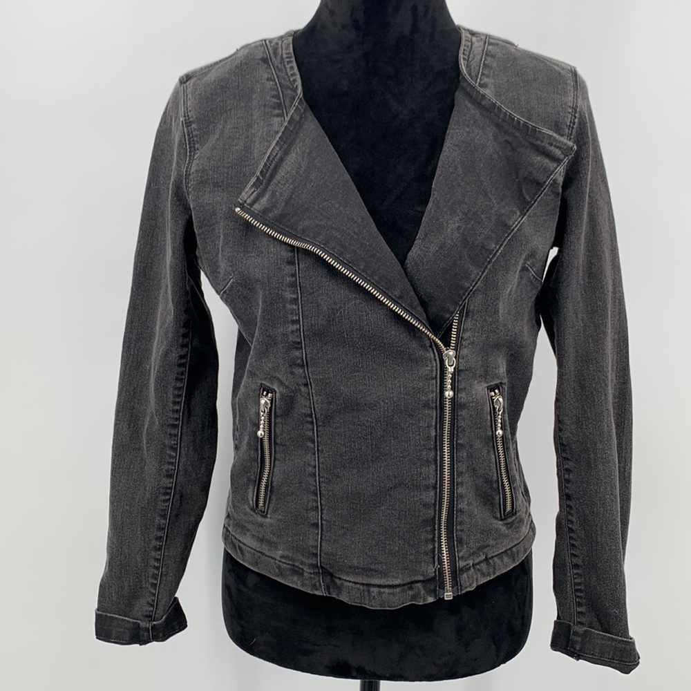 Levi’s Jacket Black denim size Medium Moto Vintage - Picture 2 of 7